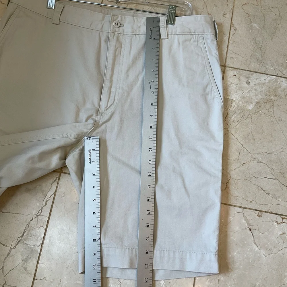 Cremieux Shorts, Men’s Cotton, Flat Front, Khaki Color, Zip, Side Pockets, Sz 36